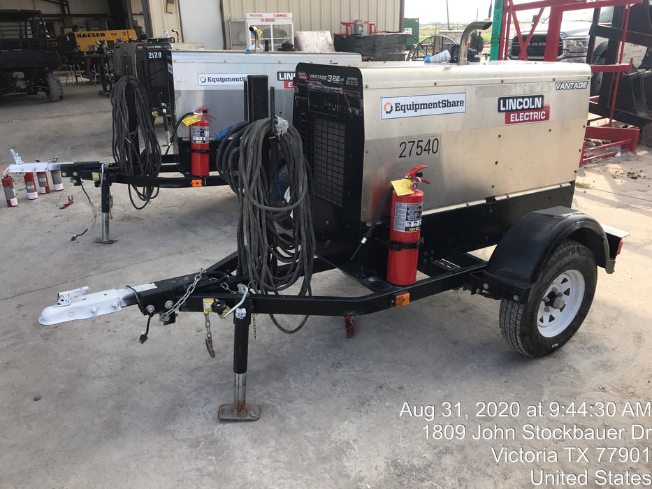 2019 Lincoln Electric Vantage 322 Lincoln Vantage 322 Welder w/Trailer, Light Kit, Cable Rack