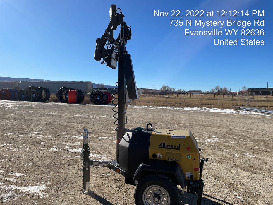 2022 Allmand NLV3GR (4) LED Light Fixture 350W, 23' Vertical Mast, 3kW Prime, Towable, ES Decals, T3