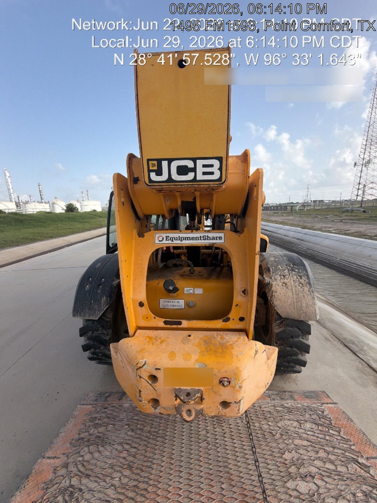 2019 JCB 510-56 74 HP w/CAB/HVAC, Beacon, Worklights, Aux Hydraulics, Solid Tires w/72" Carriage/60" Forks