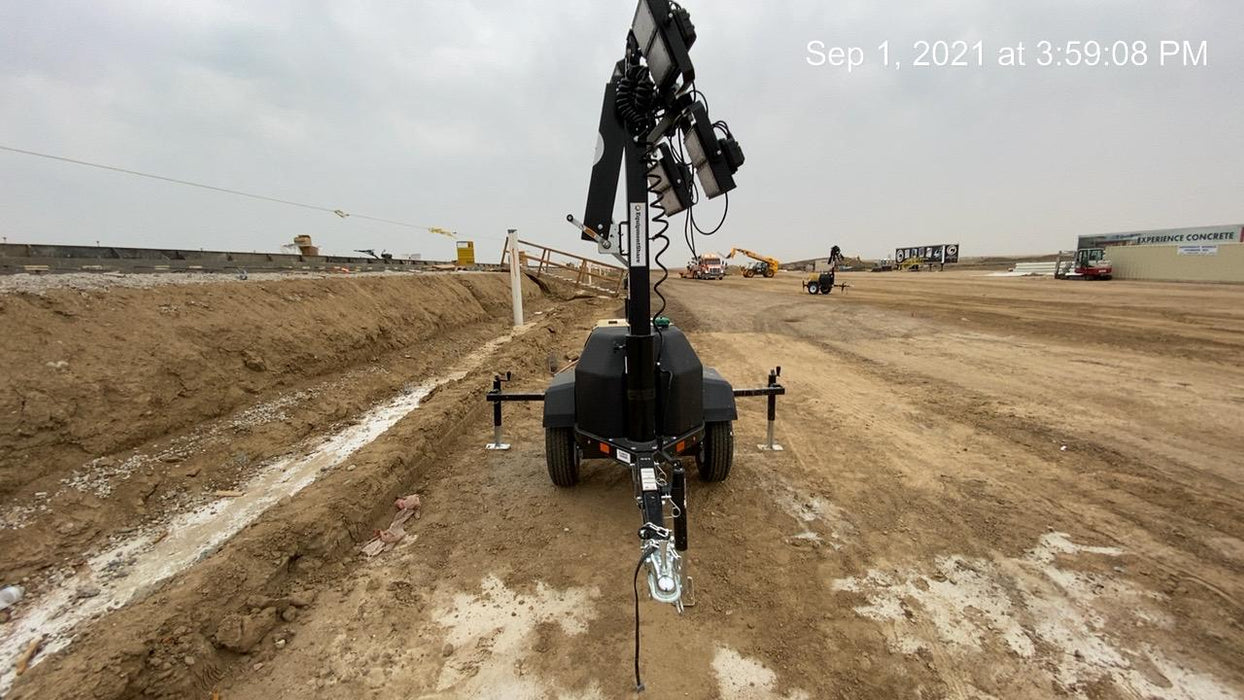 2021 Allmand NLV3GR (4) LED Light Fixture 350W, 23' Vertical Mast, 3kW Prime, Towable, Deep Sea L401, Leveling Jacks, Yanmar T4F 5.8hp