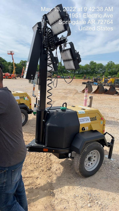 2022 Allmand NLV3GR (4) LED Light Fixture 350W, 23' Vertical Mast, 3kW Prime, Towable, Deep Sea L401, Leveling Jacks, Yanmar T4F 5.8hp