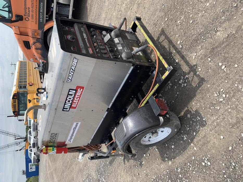 2019 Lincoln Electric Vantage 322 Welder Ready-Pak 3, Two wheel trailer, Fender and Light kit, Cable Rack