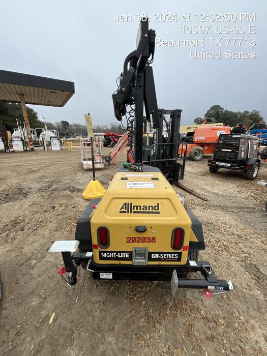 2022 Allmand NLV3GR (4) LED Light Fixture 350W, 23' Vertical Mast, 3kW Prime, Towable, Deep Sea L401, Leveling Jacks, Yanmar T4F 5.8hp