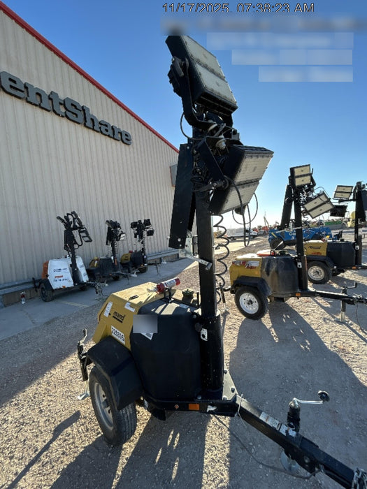 2022 Allmand NLV3GR (4) LED Light Fixture 350W, 23' Vertical Mast, 3kW Prime, Towable, Deep Sea L401, Leveling Jacks, Yanmar T4F 5.8hp