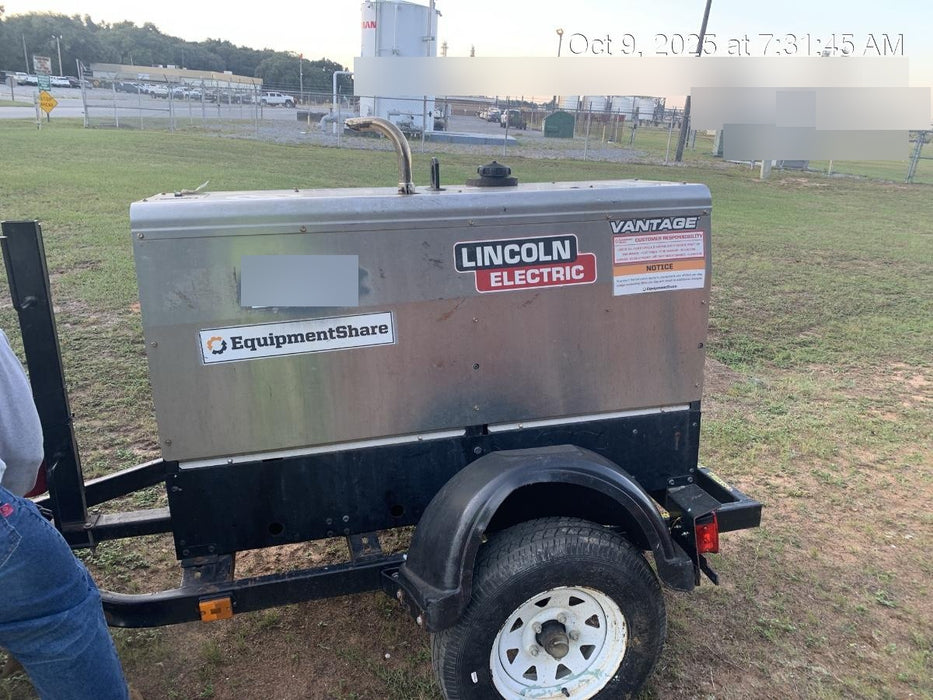2019 Lincoln Electric Vantage 322 Ready-Pak 3, Two Wheel Trailer, Fender and Light Kit, Cable Rack
