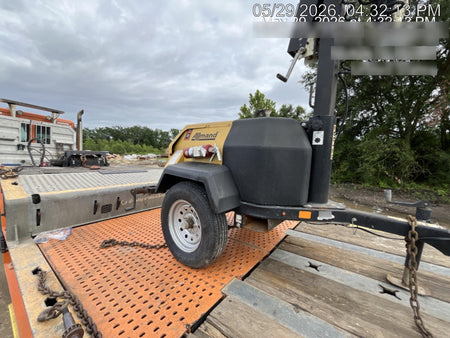 2022 Allmand NLV3GR (4) LED Light Fixture 350W, 23' Vertical Mast, 3kW Prime, Towable, Deep Sea L401, Leveling Jacks, Yanmar T4F 5.8hp