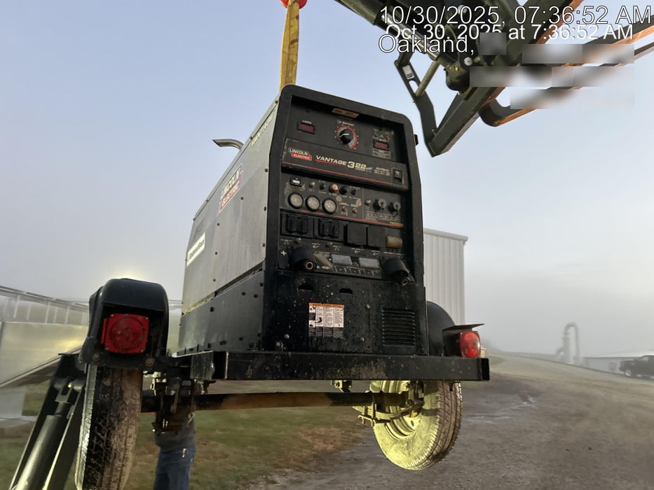 2019 Lincoln Electric Vantage 322 Ready-Pak 3, Two Wheel Trailer, Fender and Light Kit, Cable Rack