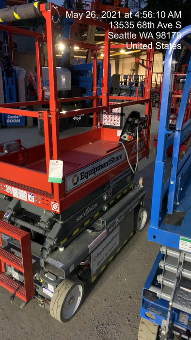 2020 Skyjack SJIII-3219 Solid NM Tires, Half height spring hinged entry gate, Dual Beacons, 800W Inverter