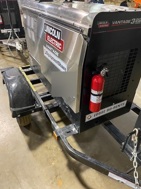 2019 Lincoln Electric Vantage 322 Ready-Pak 3, Two Wheel Trailer, Fender and Light Kit, Cable Rack