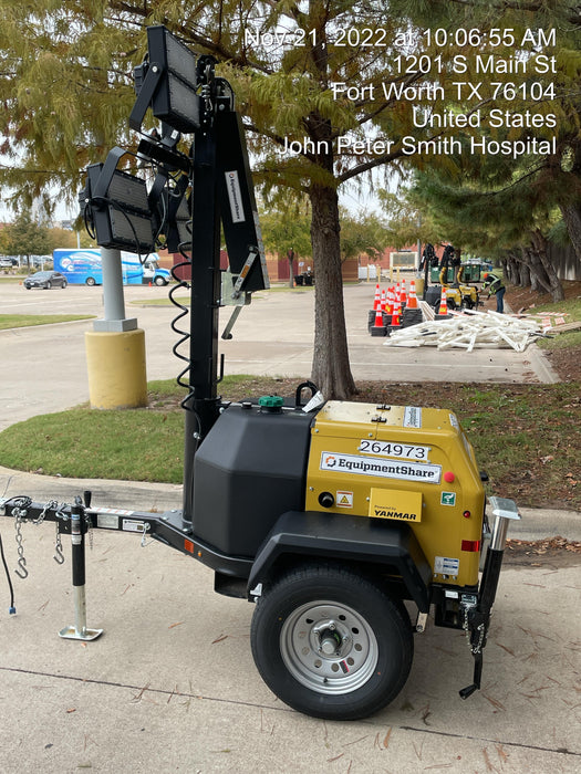 2022 Allmand NLV3GR (4) LED Light Fixture 350W, 23' Vertical Mast, 3kW Prime, Towable, ES Decals, T3