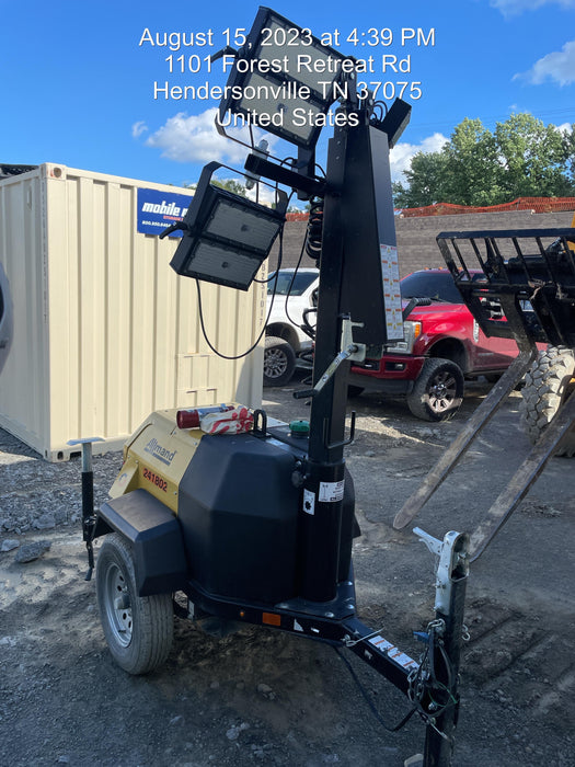 2022 Allmand NLV3GR (4) LED Light Fixture 350W, 23' Vertical Mast, 3kW Prime, Towable, Deep Sea L401, Leveling Jacks, Yanmar T4F 5.8hp