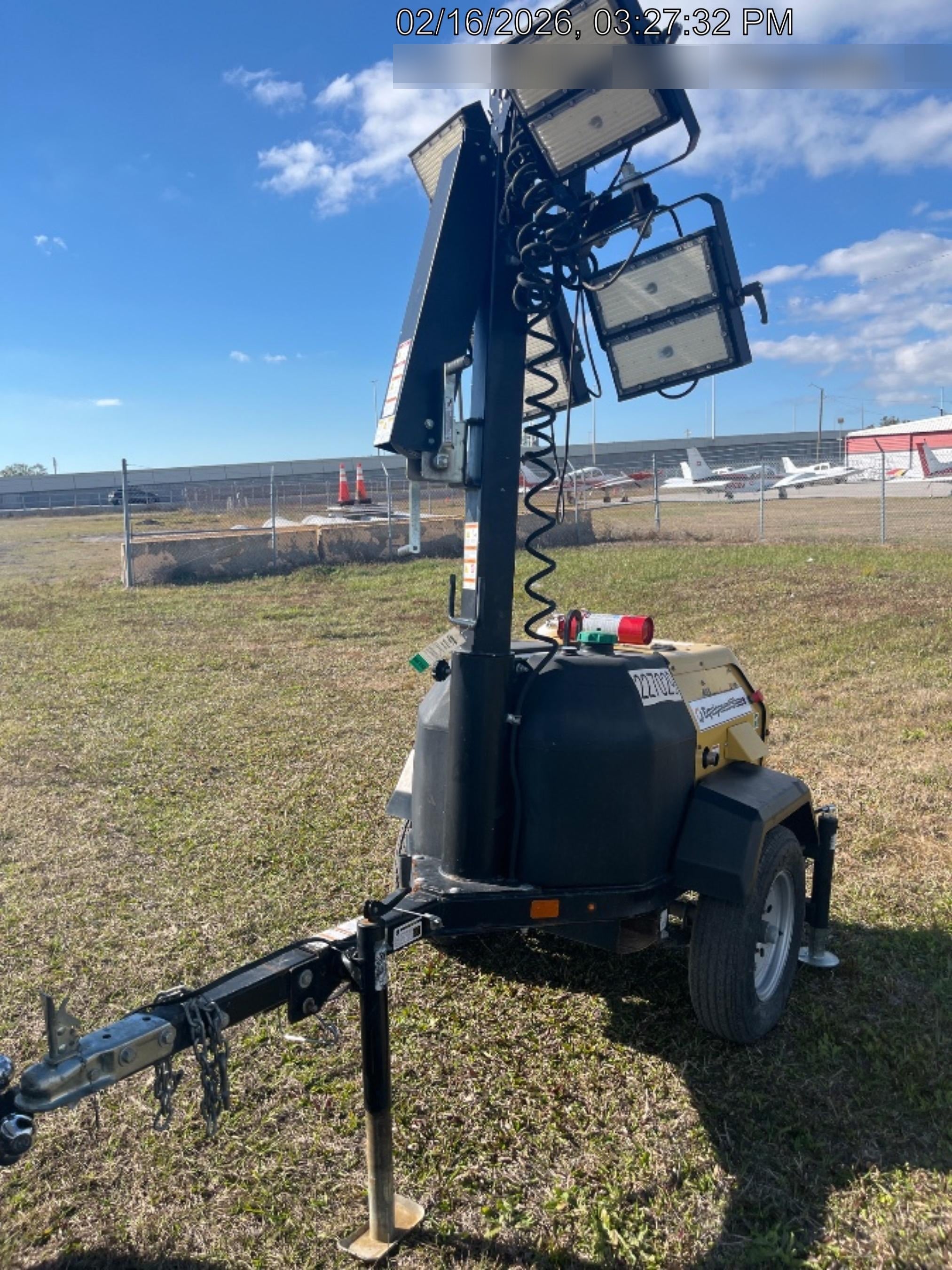 2022 Allmand NLV3GR (4) LED Light Fixture 350W, 23' Vertical Mast, 3kW Prime, Towable, Deep Sea L401, Leveling Jacks, Yanmar T4F 5.8hp