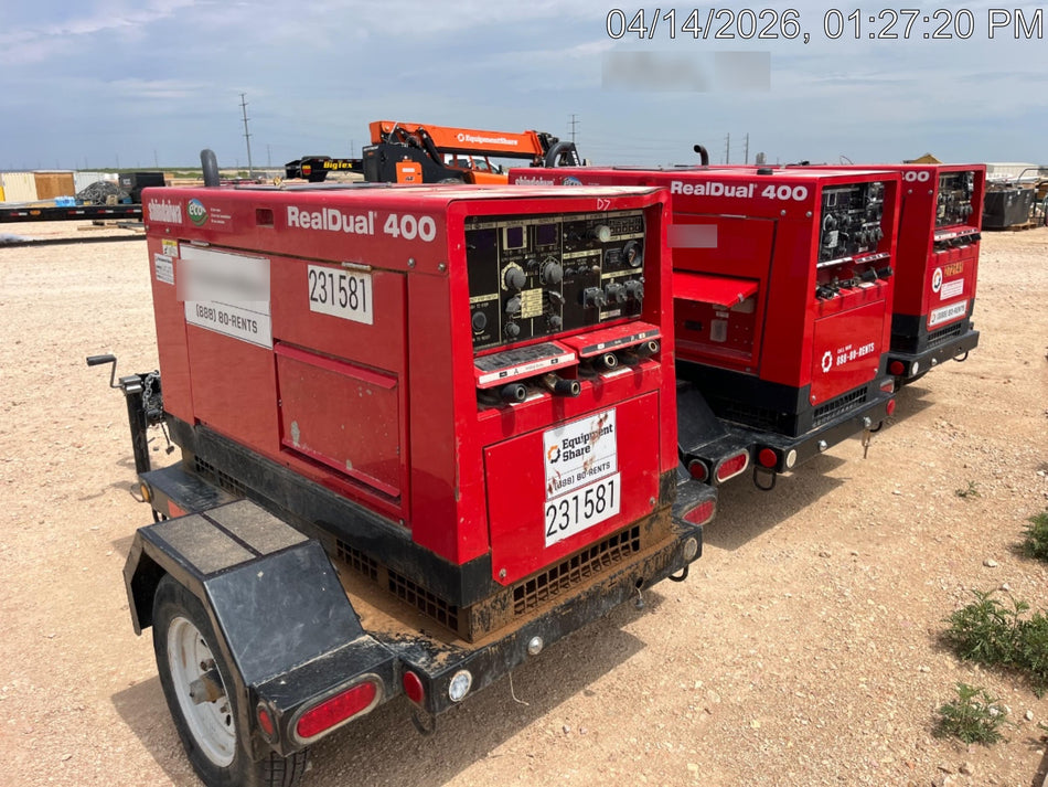 2022 Shindaiwa DGW400MDL Kubota D902 Engine, 23 HP, Dual Op Welder, Wire, Arc, Droop Stick, Tig, and CC Stick Functionality, Simulphase, 3 Phase and 1 Phase Gen Output, Single Axle NB Trlr, Slr Trckl Chrg 12V 12W, Fire Ext