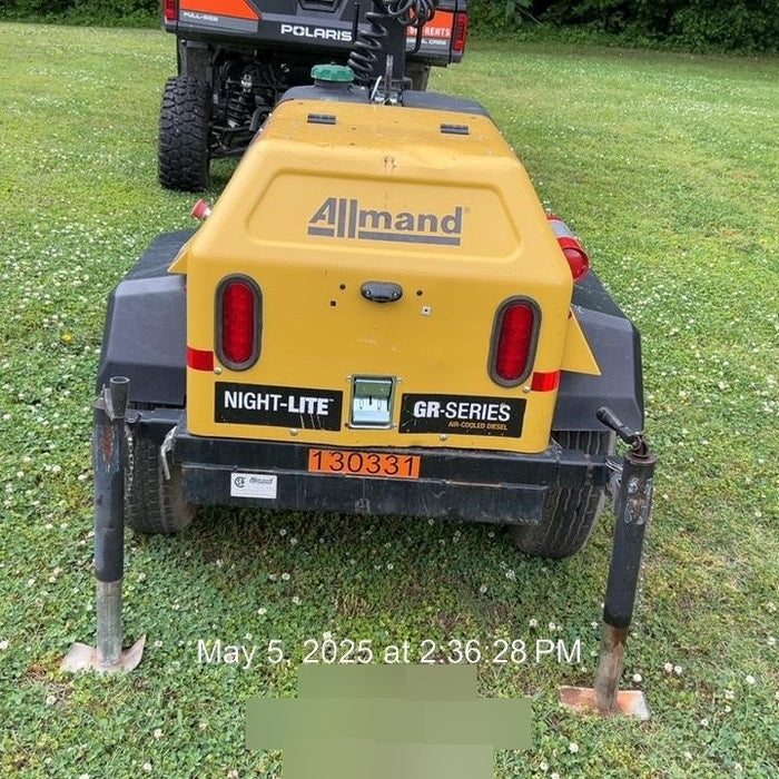 2021 Allmand NLV3GR (4) LED Light Fixture 350W, 23' Vertical Mast, 3kW Prime, Towable, Deep Sea L401, Leveling Jacks, Yanmar T4F 5.8hp