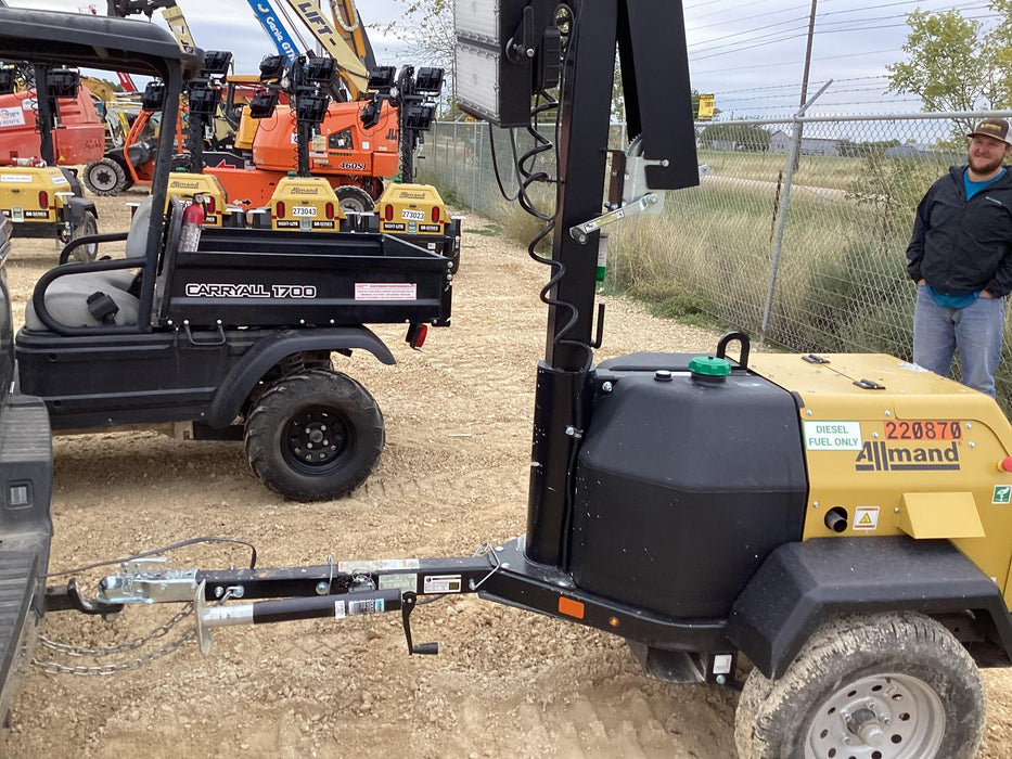 2022 Allmand NLV3GR (4) LED Light Fixture 350W, 23' Vertical Mast, 3kW Prime, Towable, Deep Sea L401, Leveling Jacks, Yanmar T4F 5.8hp