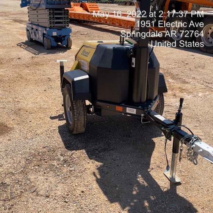 2022 Allmand NLV3GR (4) LED Light Fixture 350W, 23' Vertical Mast, 3kW Prime, Towable, Deep Sea L401, Leveling Jacks, Yanmar T4F 5.8hp