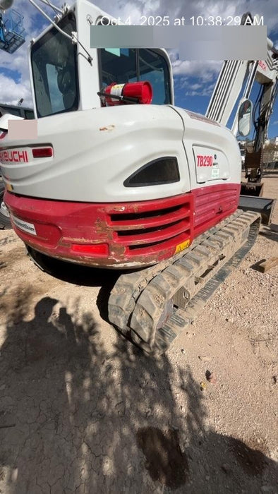 2019 Takeuchi TB290 Cab, AC, Rubber Tracks, Dozer Blade, Travel Alarm, Control Pattern Change Valve, Auxiliary Hydraulics w/18" Quick Coupler Bucket with teeth, 6.2 cu. ft. capacity/24" Quick Coupler Bucket with teeth, 8.6 cu. ft. capacity/36" Quick Coupler Bucket with teeth, 13.4 cu. ft. capacity, Quick Coupler, Hydraulic Thumb Installed