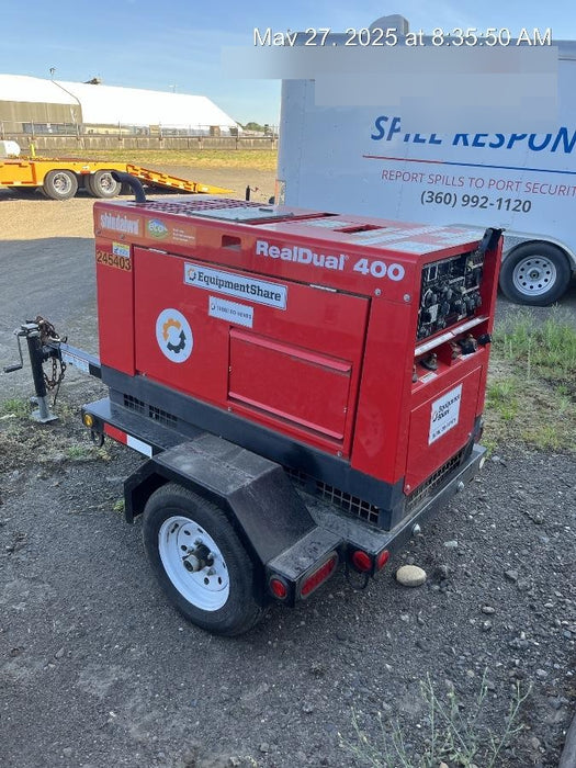 2022 Shindaiwa DGW400MDL Kubota D902 Engine, 23 HP, Dual Op Welder, Wire, Arc, Droop Stick, Tig, and CC Stick Functionality, Simulphase, 3 Phase and 1 Phase Gen Output, Single Axle NB Trlr, Slr Trckl Chrg 12V 12W, Fire Ext