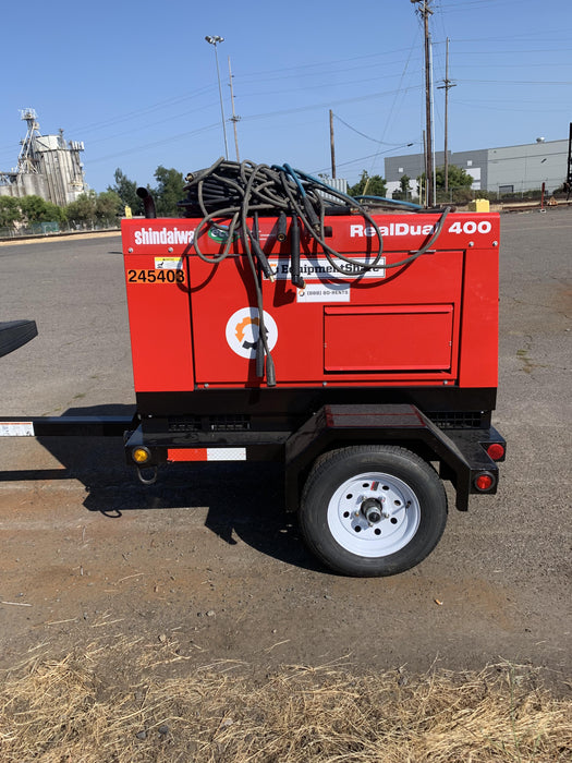 2022 Shindaiwa DGW400MDL Kubota D902 Engine, 23 HP, Dual Op Welder, Wire, Arc, Droop Stick, Tig, and CC Stick Functionality, Simulphase, 3 Phase and 1 Phase Gen Output, Single Axle NB Trlr, Slr Trckl Chrg 12V 12W, Fire Ext