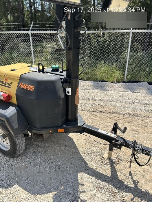 2022 Allmand NLV3GR (4) LED Light Fixture 350W, 23' Vertical Mast, 3kW Prime, Towable, Deep Sea L401, Leveling Jacks, Yanmar T4F 5.8hp