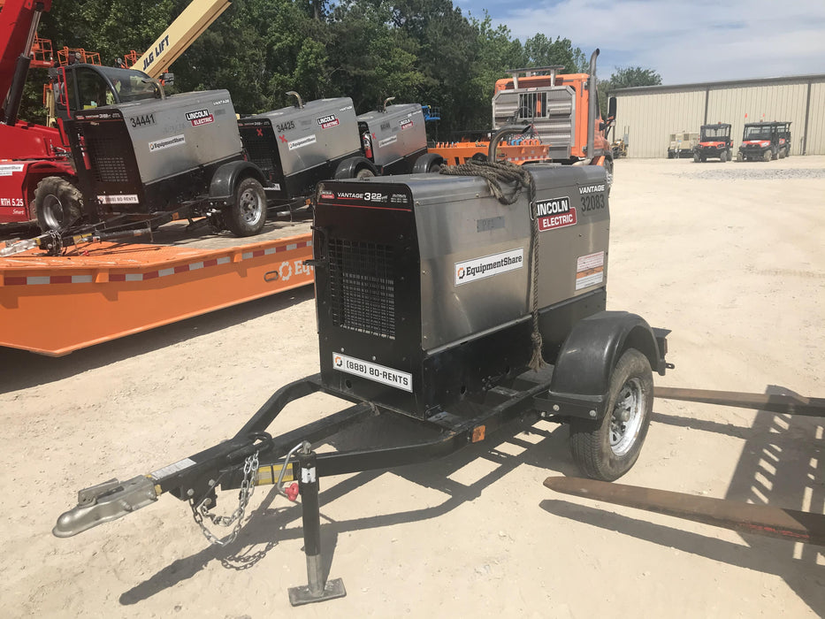 2019 Lincoln Electric Vantage 322 Welder Ready-Pak 3, Two wheel trailer, Fender and Light kit, Cable Rack