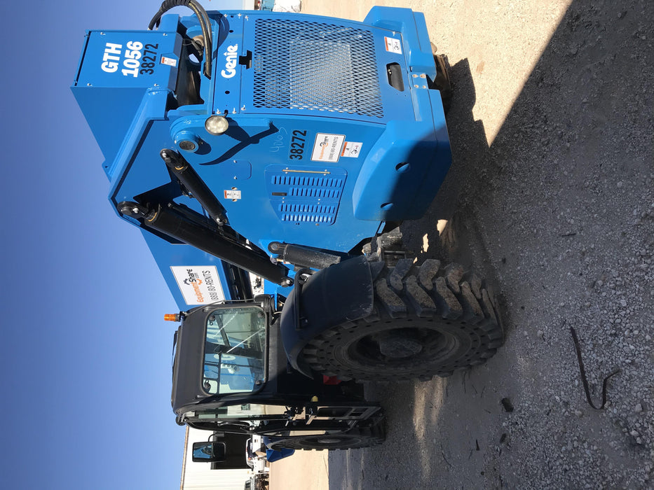 2019 Genie GTH-1056 Cab/Heat/AC, Solid RT Tires, LED Work Lights, Beacon 60" QA Carriage, 60" Forks
