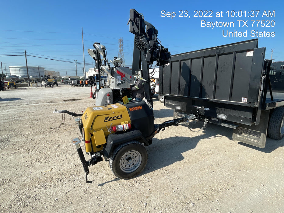 2022 Allmand NLV3GR (4) LED Light Fixture 350W, 23' Vertical Mast, 3kW Prime, Towable, Deep Sea L401, Leveling Jacks, Yanmar T4F 5.8hp