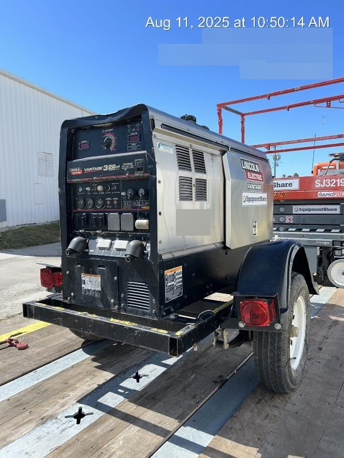 2019 Lincoln Electric Vantage 322 Ready-Pak 3, Two Wheel Trailer, Fender and Light Kit, Cable Rack