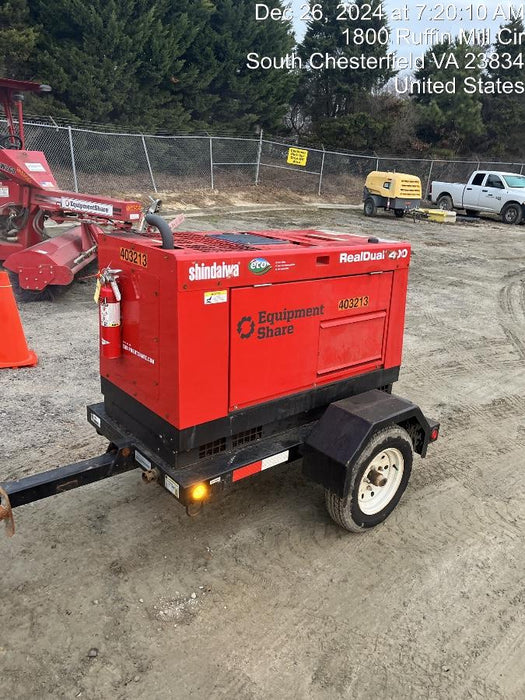 2024 Shindaiwa DGW400MDL Kubota D902 Engine, 23 HP, Dual Op Welder, Wire, Arc, Droop Stick, Tig, and CC Stick Functionality, Simulphase, 3 Phase and 1 Phase Gen Output, Single Axle NB Trlr, Slr Trckl Chrg 12V 12W, Fire Ext