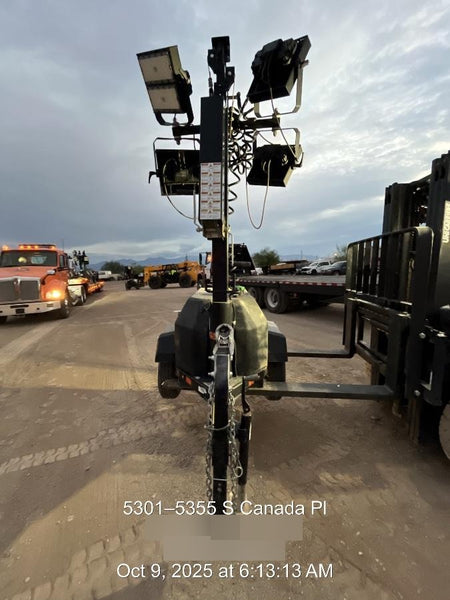 2022 Allmand NLV3GR (4) LED Light Fixture 350W, 23' Vertical Mast, 3kW Prime, Towable, ES Decals, T3