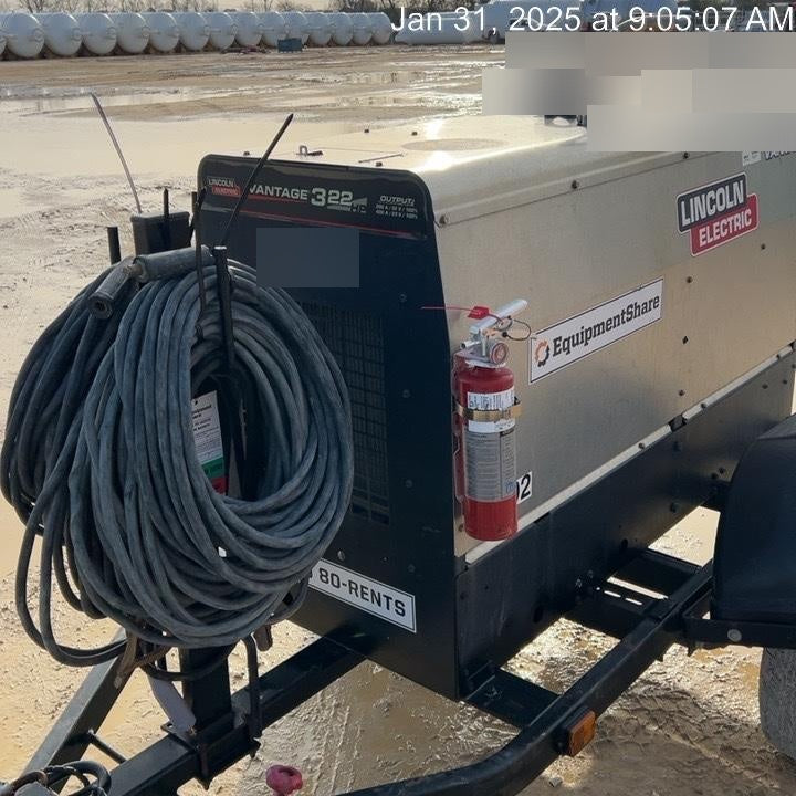 2019 Lincoln Electric Vantage 322 Welder Ready-Pak 3, Two wheel trailer, Fender and Light kit, Cable Rack