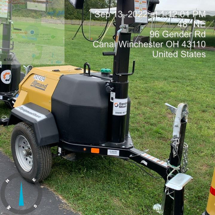 2022 Allmand NLV3GR (4) LED Light Fixture 350W, 23' Vertical Mast, 3kW Prime, Towable, Deep Sea L401, Leveling Jacks, Yanmar T4F 5.8hp