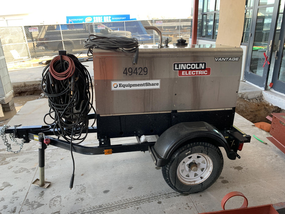 2019 Lincoln Electric Vantage 322 Ready-Pak 3, Two Wheel Trailer, Fender and Light Kit, Cable Rack