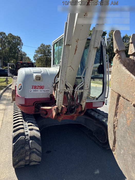 2019 Takeuchi TB290 Cab, AC, Rubber Tracks, Dozer Blade, Travel Alarm, Control Pattern Change Valve, Auxiliary Hydraulics w/18" Quick Coupler Bucket with teeth, 6.2 cu. ft. capacity/24" Quick Coupler Bucket with teeth, 8.6 cu. ft. capacity/36" Quick Coupler Bucket with teeth, 13.4 cu. ft. capacity, Quick Coupler, Hydraulic Thumb Installed
