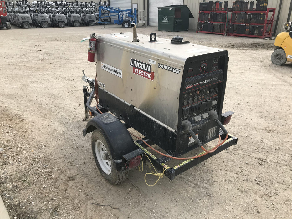 2019 Lincoln Electric Vantage 322 Welder Ready-Pak 3, Two wheel trailer, Fender and Light kit, Cable Rack