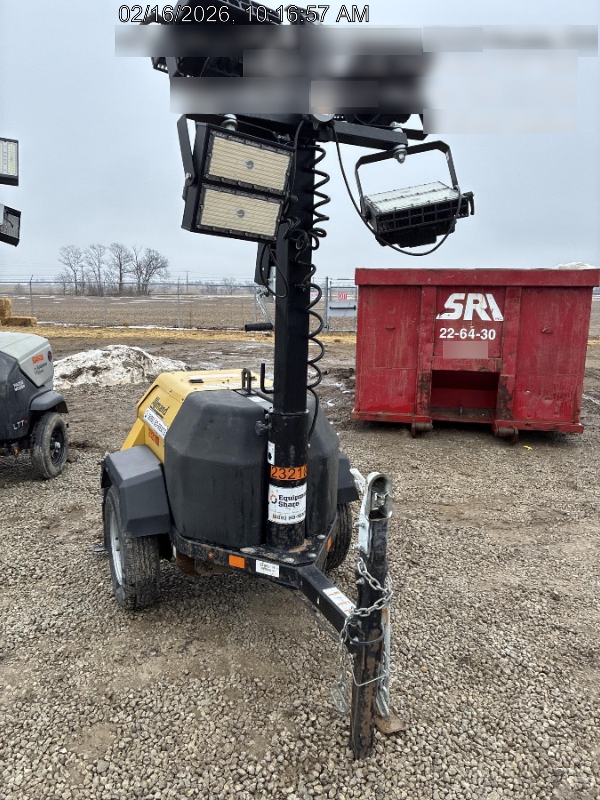 2022 Allmand NLV3GR (4) LED Light Fixture 350W, 23' Vertical Mast, 3kW Prime, Towable, Deep Sea L401, Leveling Jacks, Yanmar T4F 5.8hp