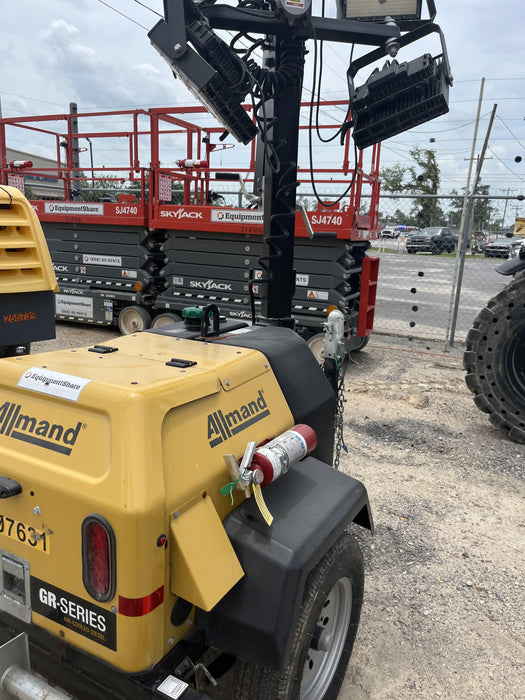 2022 Allmand NLV3GR (4) LED Light Fixture 350W, 23' Vertical Mast, 3kW Prime, Towable, Deep Sea L401, Leveling Jacks, Yanmar T4F 5.8hp