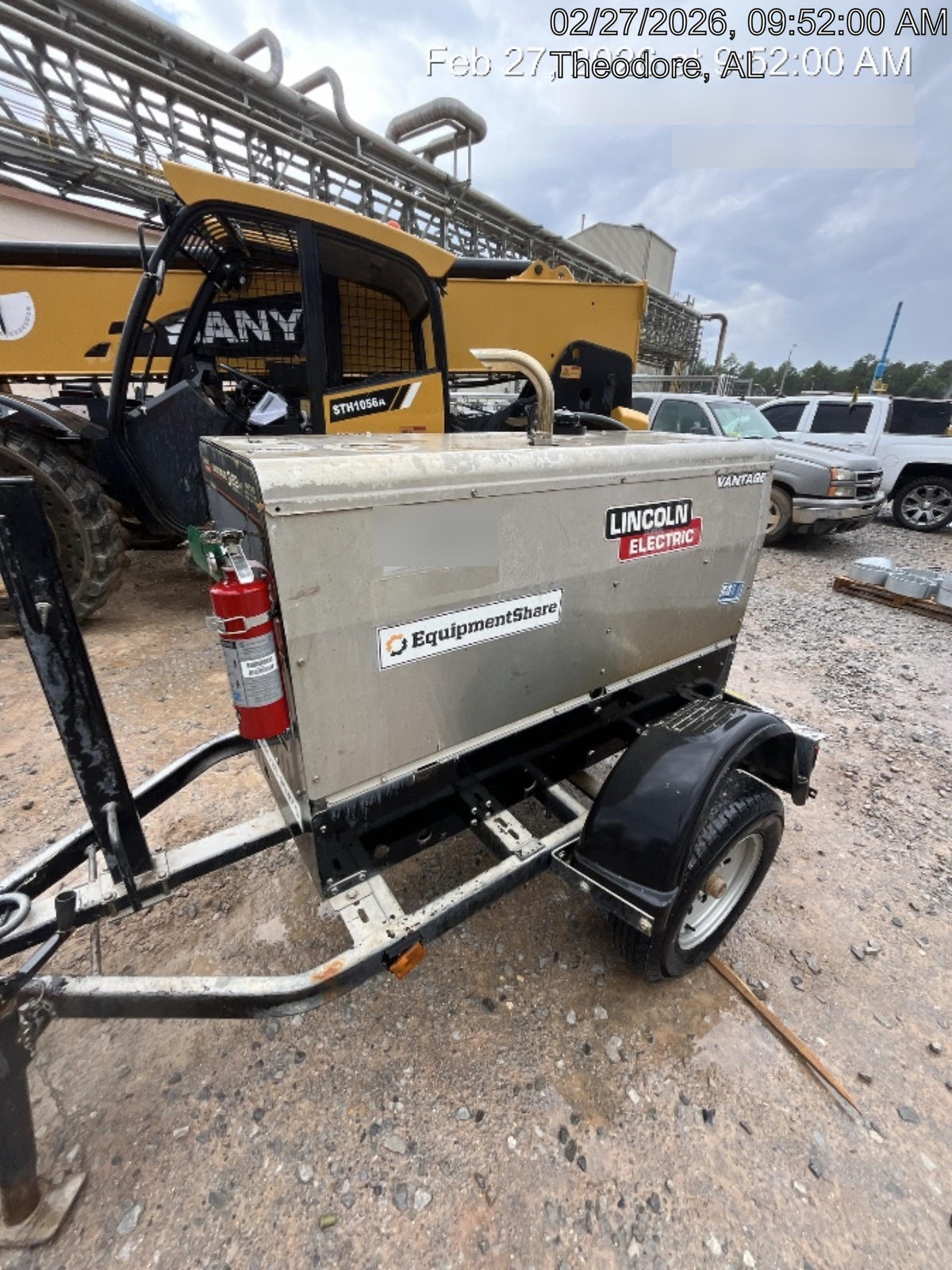 2019 Lincoln Electric Vantage 322 Welder Ready-Pak 3, Two wheel trailer, Fender and Light kit, Cable Rack