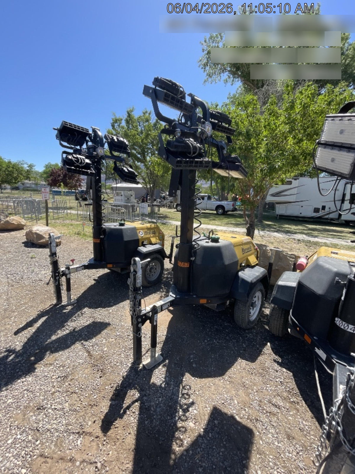2022 Allmand NLV3GR (4) LED Light Fixture 350W, 23' Vertical Mast, 3kW Prime, Towable, ES Decals, T3