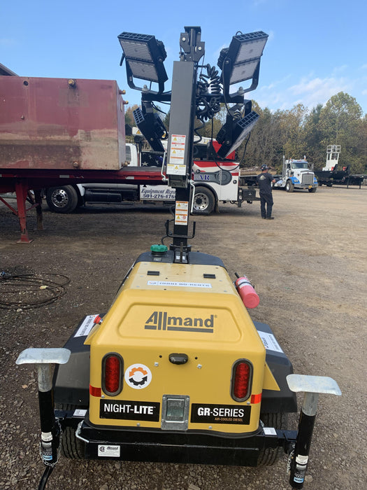 2022 Allmand NLV3GR (4) LED Light Fixture 350W, 23' Vertical Mast, 3kW Prime, Towable, Deep Sea L401, Leveling Jacks, Yanmar T4F 5.8hp