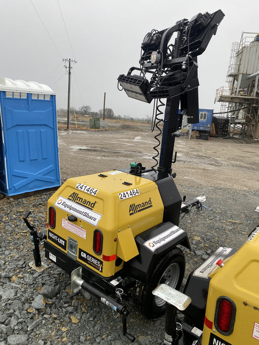 2022 Allmand NLV3GR (4) LED Light Fixture 350W, 23' Vertical Mast, 3kW Prime, Towable, Deep Sea L401, Leveling Jacks, Yanmar T4F 5.8hp