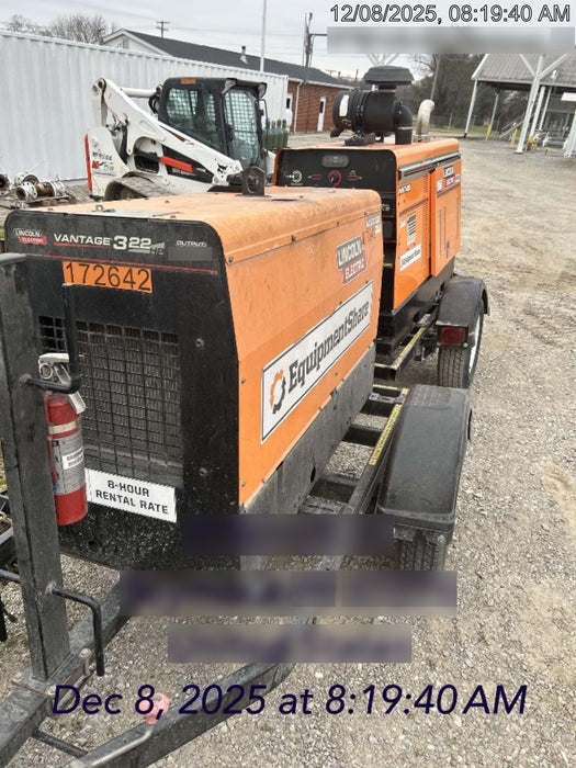 2021 Lincoln Electric Vantage 322 Vantage 322 Ready Pak 3 w/ Decals, ORANGE (includes trailer, cable rack, fender light kit) NO Telematics