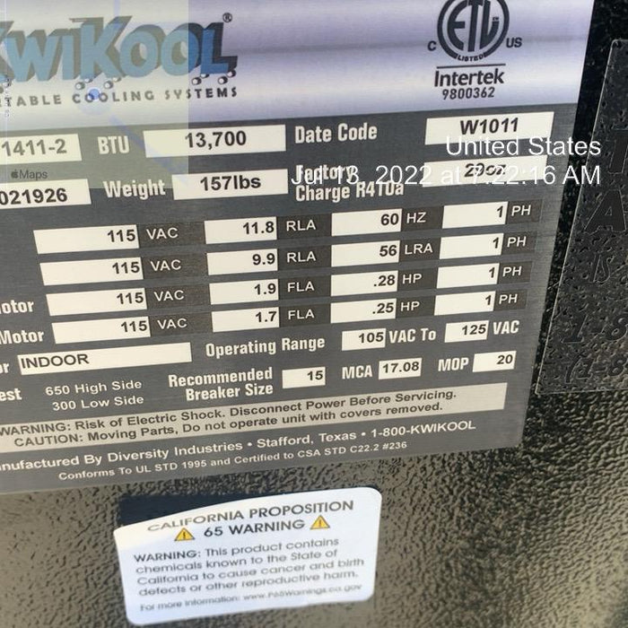 2022 KWIKOOL KPAC1411-2