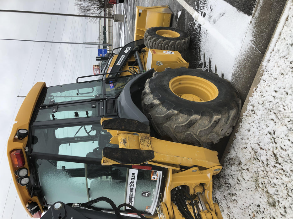 2020 John Deere 410L - Extendable Stick Cab/Heat/Air, 4WD, Extendable Stick, Pilot Controls, 2 Way Hydraulics, TAG Manual QC