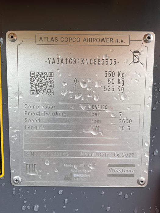 2022 ATLAS COPCO XAS 110