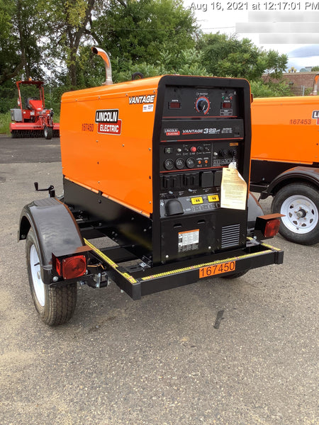 2021 Lincoln Electric Vantage 322 Vantage 322 Ready Pak 3 w/ Decals, ORANGE (includes trailer, cable rack, fender light kit) NO Telematics