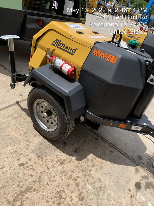 2022 Allmand NLV3GR (4) LED Light Fixture 350W, 23' Vertical Mast, 3kW Prime, Towable, Deep Sea L401, Leveling Jacks, Yanmar T4F 5.8hp