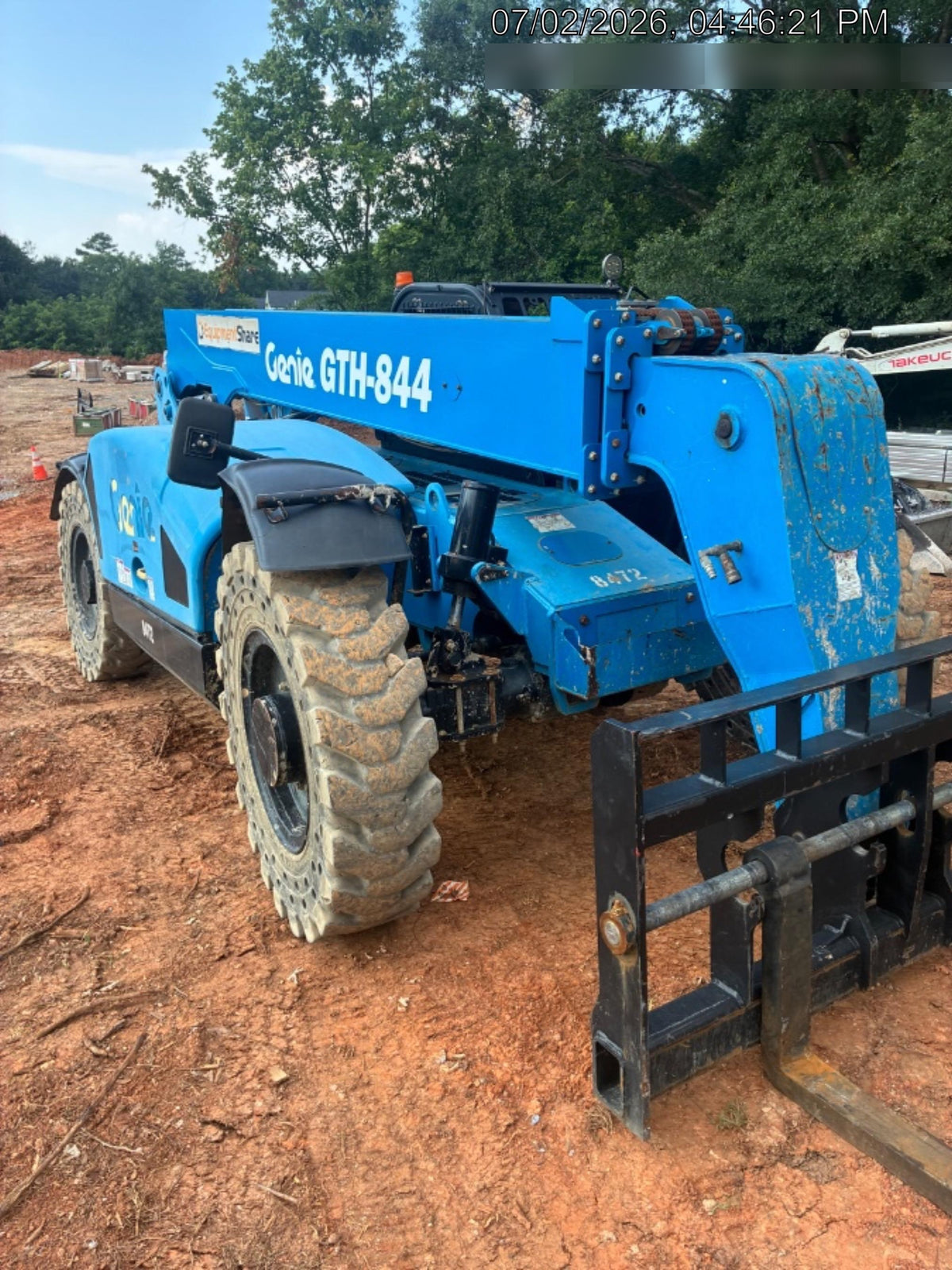 2018 Genie GTH-844 Genie GTH-844D w/Open ROPS, Solid Tires, Work Light/Beacon, 60" Carriage and Forks