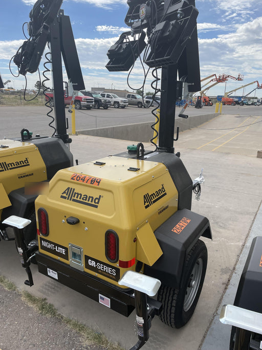 2022 Allmand NLV3GR (4) LED Light Fixture 350W, 23' Vertical Mast, 3kW Prime, Towable, ES Decals, T3