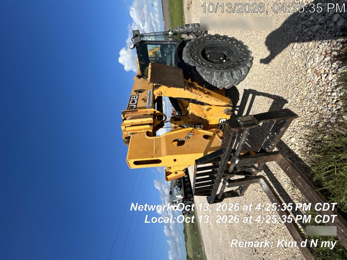 2019 JCB 512-56 74 HP w/CAB/HVAC, Beacon, Aux Hydraulics, Worklights, Solid Tires w/60" Carriage/Forks
